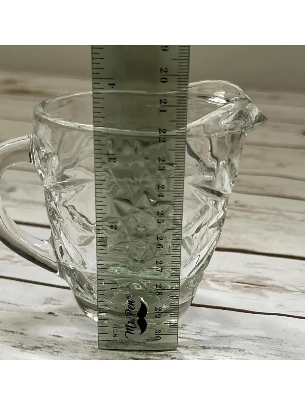 VTG‎ Creamer Pitcher Clear Glass Star Diamond Pressed Vintage 3.5in
